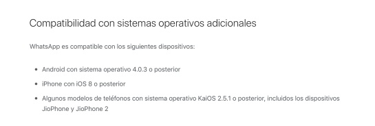 Sitemas operativos compatibles en WhatsApp / WhatsApp