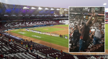 PRIMER SHOW DE UN BORRACHO EN JUEGO INAUGURAL DE TOMATEROS