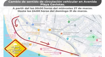 AVENIDA PLAYA GAVIOTAS CAMBIA DE SENTIDO DE CIRCULACIÓN DURANTE DÍAS SANTOS